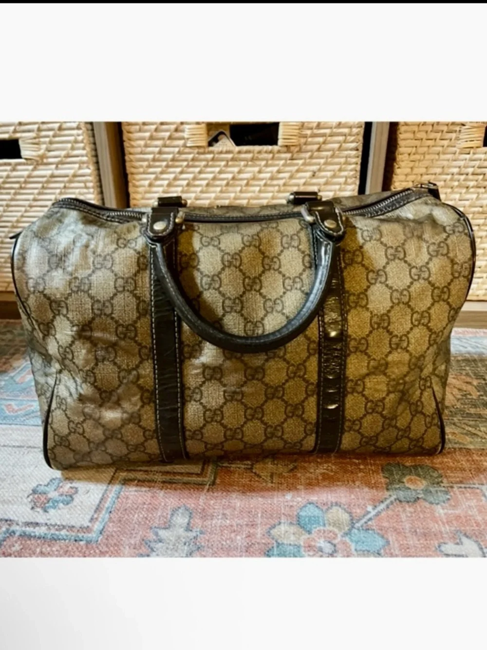GUCCI Joy Boston Bag GG Monogram Vintage Beige & Brown - Picture 4 of 16